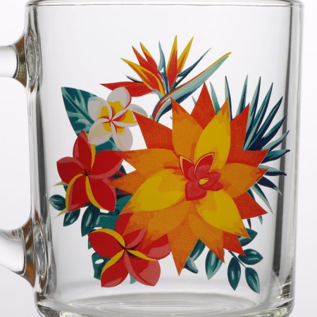 Glass glass "Tropical flowers", 200 ml, MIX drawing-1