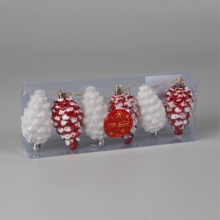 Jewelry decoration "Assorted bumps" (set 6 pcs) 9.5x4.5 cm, red white-1