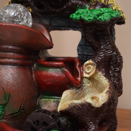 Fountain "Stone barrels under the lush tree" 27x20 cm (with backlight)-1