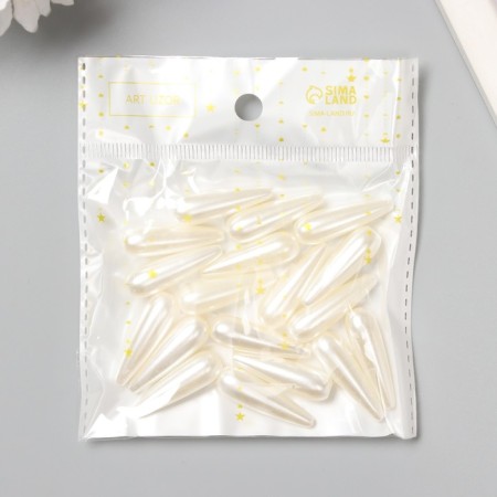 Beads for creativity plastic "Pearls elongated drop" set of 20 g 3x1x1 cm-3