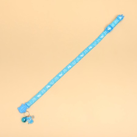 Koska's collar "Pussy", with a bell and suspension, 30 x 1 cm, polyester, blue-4