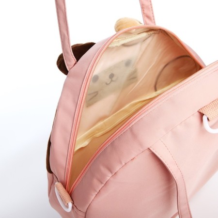 Youth bag with a zipper, pink color-5