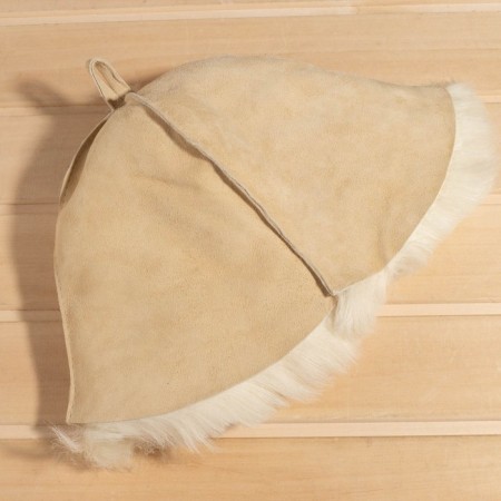 Bath cap of "premium" sheepskino straight seam, beige-2