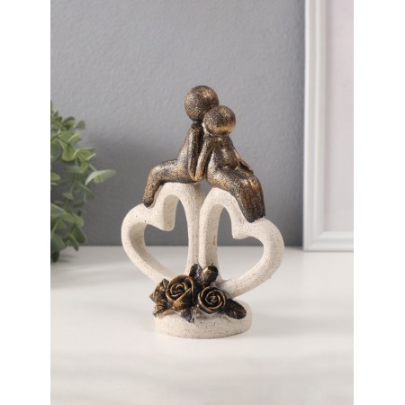 Polystone souvenir "steam on stone hearts with roses" under bronze 7.5x15.3x18 cm-3
