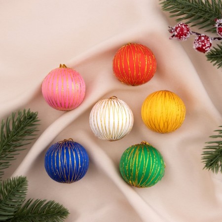 Set of balls plastic D-4 cm, 6 pcs "Golden thread" mix