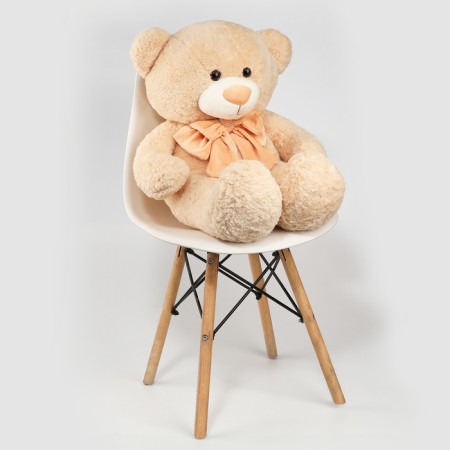 Soft toy "Bear", with a bow, 80 cm, beige color-3