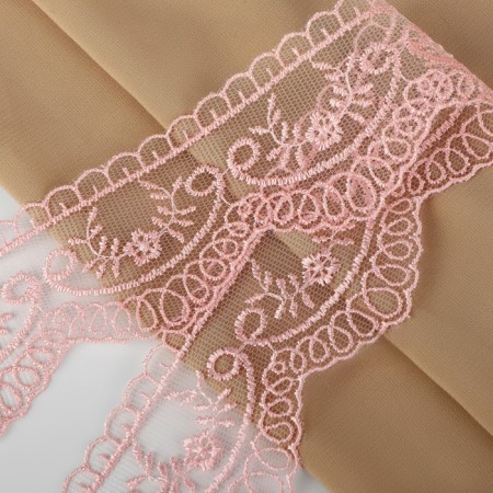 Lace on a grid, 50 mm × 11 ± 1 m, pale pink color-1