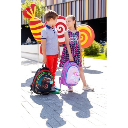 School backpack, 39 x 28 x 18 cm, + bag for shoes, calligrata p "Cool dino", green-7