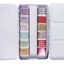 Watercolor paints, mother -of -pearl, in a metal box, 12 colors