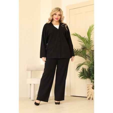 Women's costume: cardigan, trousers, size 50, black color-9