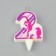 Candle in the Cake "Unicorn", number 2, purple, 6.5 cm