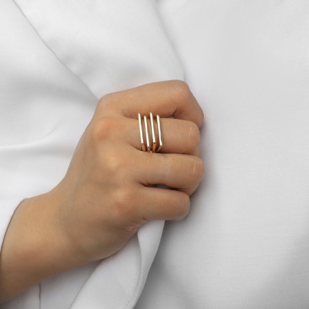 Ring metal "trend" stripes, color gold, size 16-3