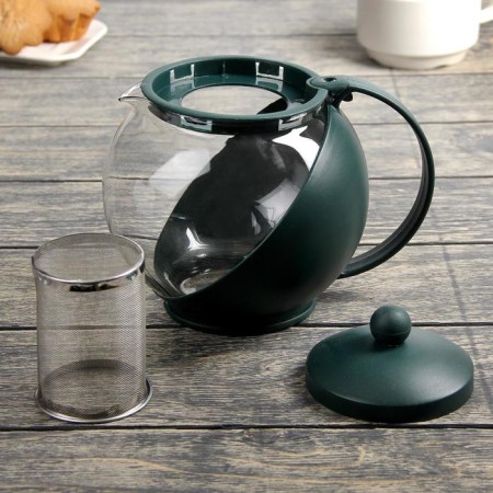 Glass teapot “Care”, 1.25 liters, with metal sieve, color mix-2