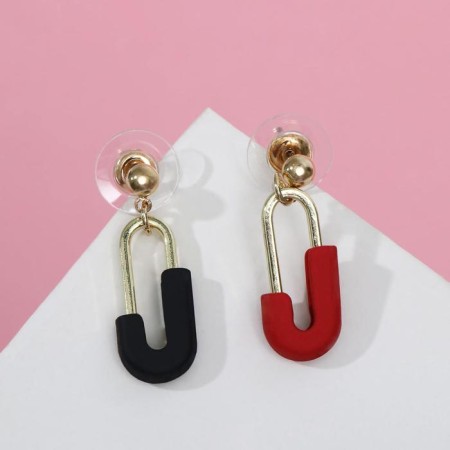 Earrings Assorted "Magnets" attraction, red-black color in gold-1