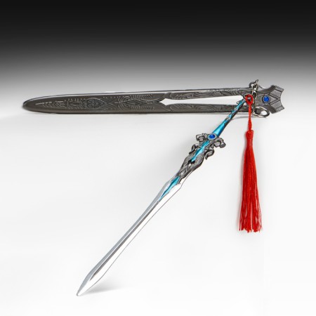 Souvenir weapon suspended mini "sword art", keychain, 27 cm, silver with blue-1