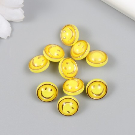 Button plastic for creativity "yellow smiley" set of 10 pcs 1.2x1.2x0.8 cm-2
