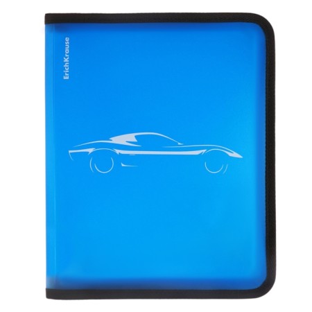 A5+ 190x245x30mm notebook folder, 600 microns, Erichkrause "Ice Metallic Cars", plastic, lightning around, blue, mix