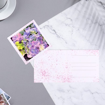 Mini-postcard "For you!" Flowers, 7.5x7.5 cm