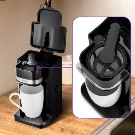 Coffee machine KitFort KT-7187, drip, 350 W, 0.15 l, black-1