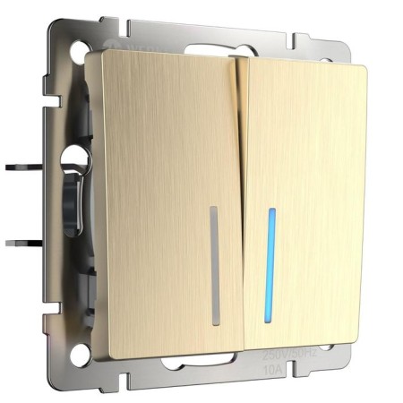 Two-clavy passage circuit breaker with WL10-SW-2G-2W-LOD backlight, champagne color-1