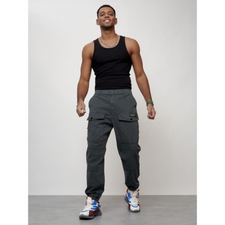 Cargo jeans men, size 54, dark gray color-8