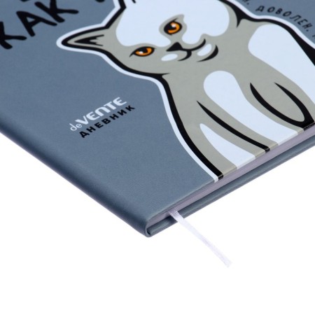 Universal diary for grade 1-11 "Be like a cat", a hard cover, artificial leather, silk-screen printing, Liesse, 80 g/m2-2