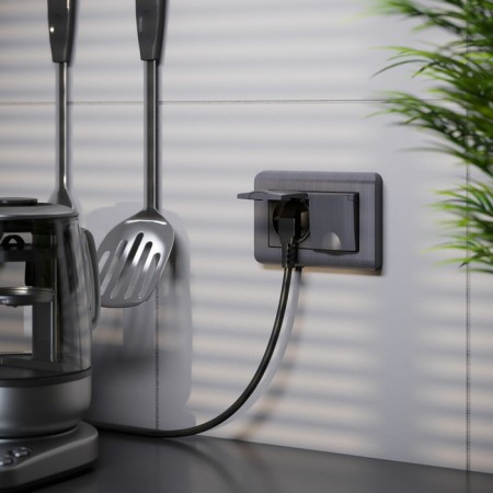 The W1172204 Double moisture protection socket, with grounding, with protective lids and curtains, graphite rifle-1