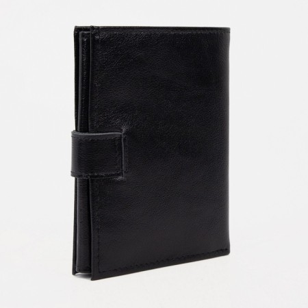 Male purse on 3 in 1 button for auto documents and passports, for cards, for coins, black color-1