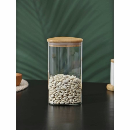 Glass Bank for bulk products with bamboo cover Bellatenero "Eco. Triangle ", 1 l, 10 × 19 cm-4