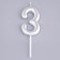 Candle in the Cake "European", number "3", 6 cm, silver