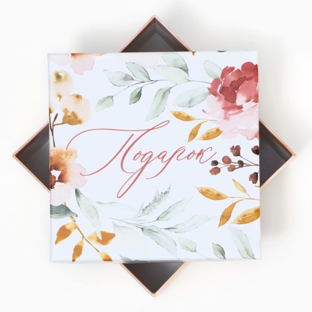 Square gift box, packaging, “gift” 14 x 14 x 8 cm-3
