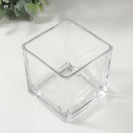 Glass of Glass for 1 candle "square" transparent 8x8x8 cm-2