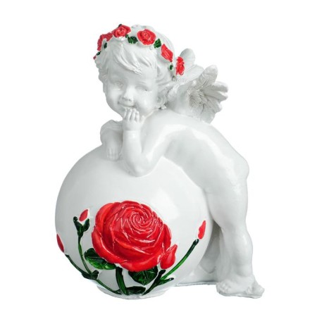 Figure "Angel on a ball with a rose" 18x14cm-4