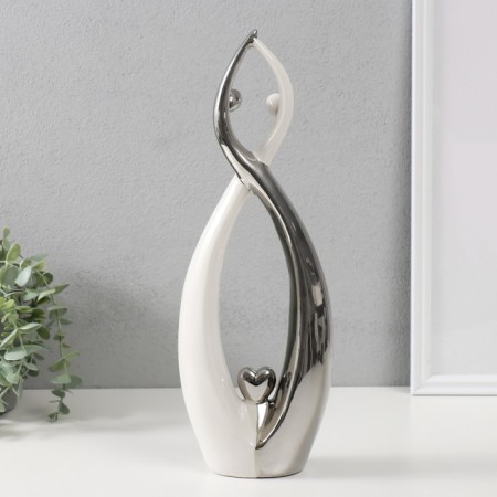 Souvenir Ceramics "Elegant Love" Silver-White 38x13x6 cm-3