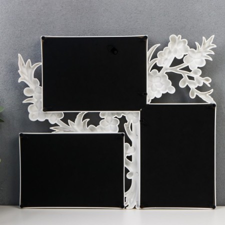 Photo frame plastic in 3 photos 10x15 cm "Blooming cherry" white 33x29 cm-2