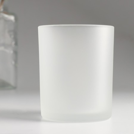 Bank for candles glass "This is love" 220 ml white, matte, translucent 7x7x8.4 cm-1