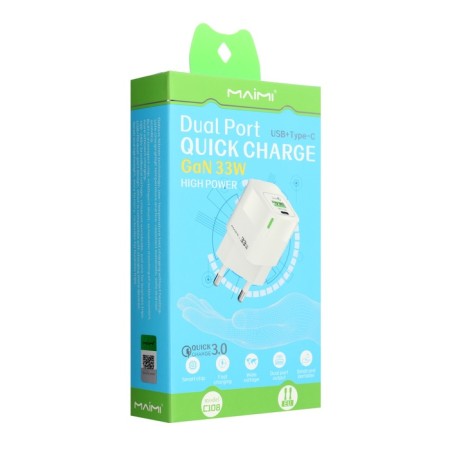 Network charger MAIMI C108, USB, Type-C, 33 W, PD, White-5