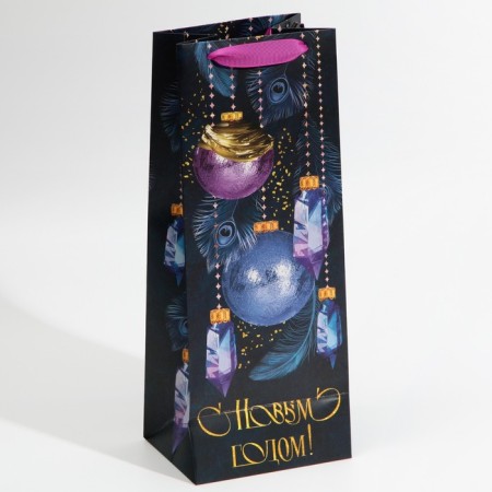 Package for the bottle "New Year", 13 x 36 x 10 cm, New Year-3