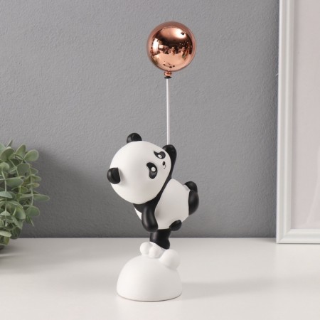Polystone souvenir "Panda takes the golden ball" Black and white 7.5x14x31 cm-1