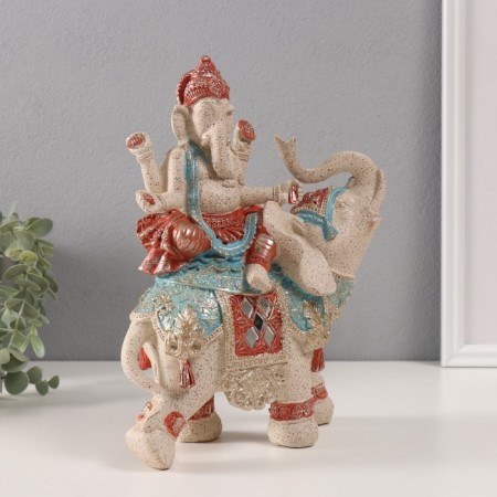 Polystone souvenir "Ganesha on the elephant" Sand 10x20x26 cm-1