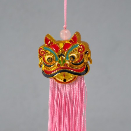 Textile suspension, plastic "Chinese lion" pink 2x4x14 cm-2