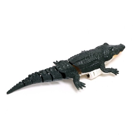 The radio -controlled crocodile, floats, works from the battery, the color is green-2