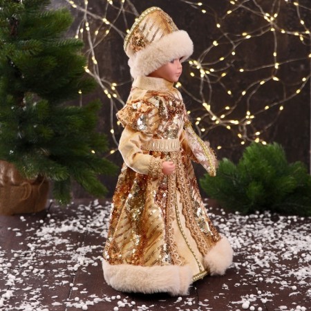 Snow Maiden "In a fur coat with a scattering shine" moves, 40 cm, gold-1