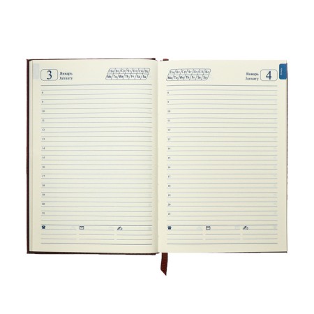 The diary is semi -dated, A5, 192 sheets, ruler, leatherette cover, gold cut, "crocodile", brown-10