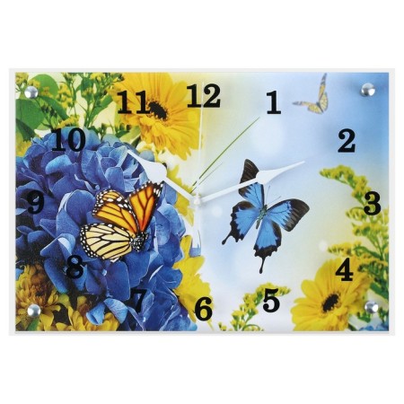 Carty clock is wall-mounted, interior "butterflies", silent, 25 x 35 cm