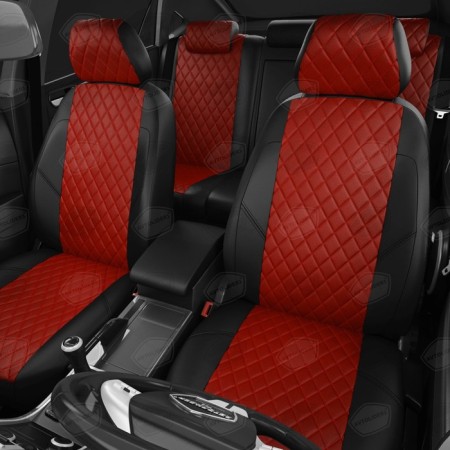 Autorekhls for Ford Kuga 2 since 2012-2016, jeep, perforation, eco-leather, red color, black-1