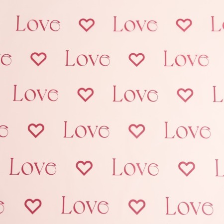 Film for flowers matte, "love", 0.57x10m, pink-2