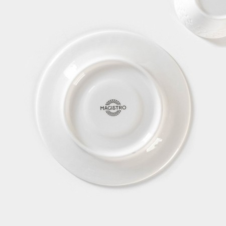 Coffee steam porcelain Magistro Rodos, 2 items: a cup 100 ml, a saucer d = 15 cm, white color-4