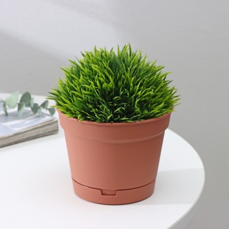 Pot for flowers with a minute pallet, 700 ml, d = 12 cm, h = 9.4 cm, terracotta color-1