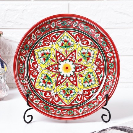 Largan Rishtan ceramics "Flowers", 25 cm, red-1